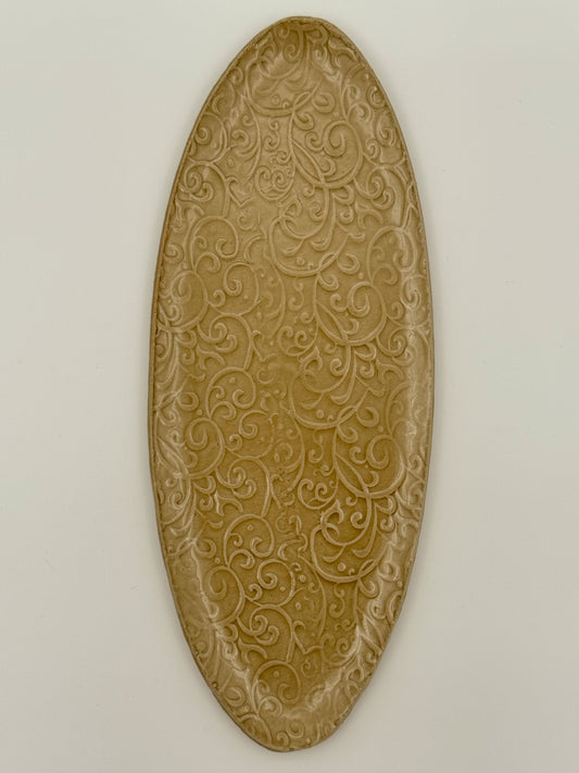 Serveerschaal ovaal (2 maten, 2 kleuren: ocher & mist)