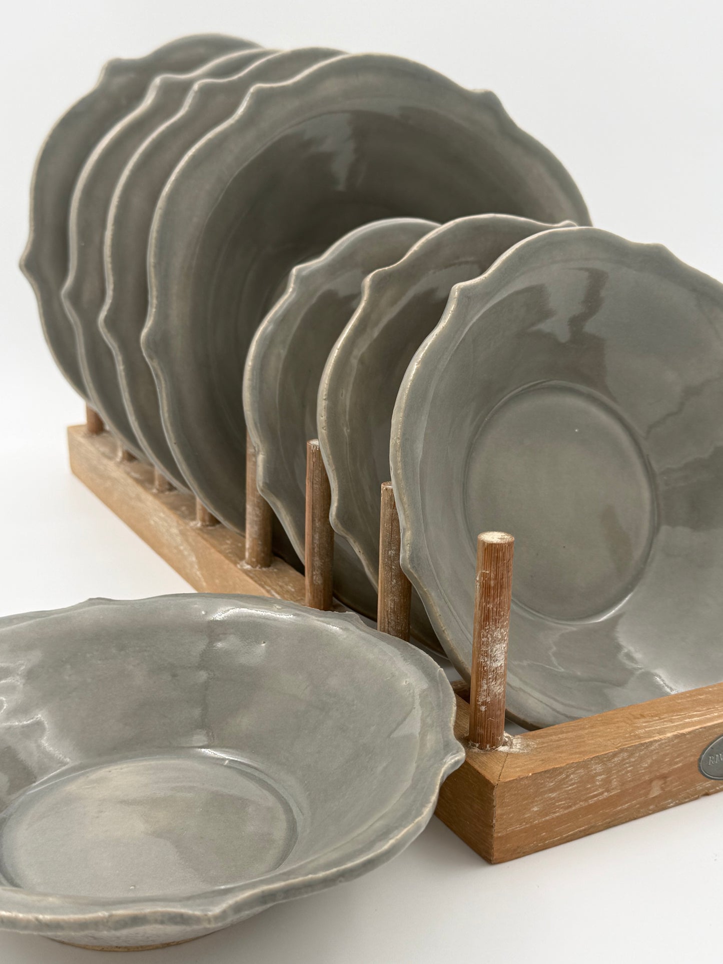 Servies - Grijs celadon en craquelé
