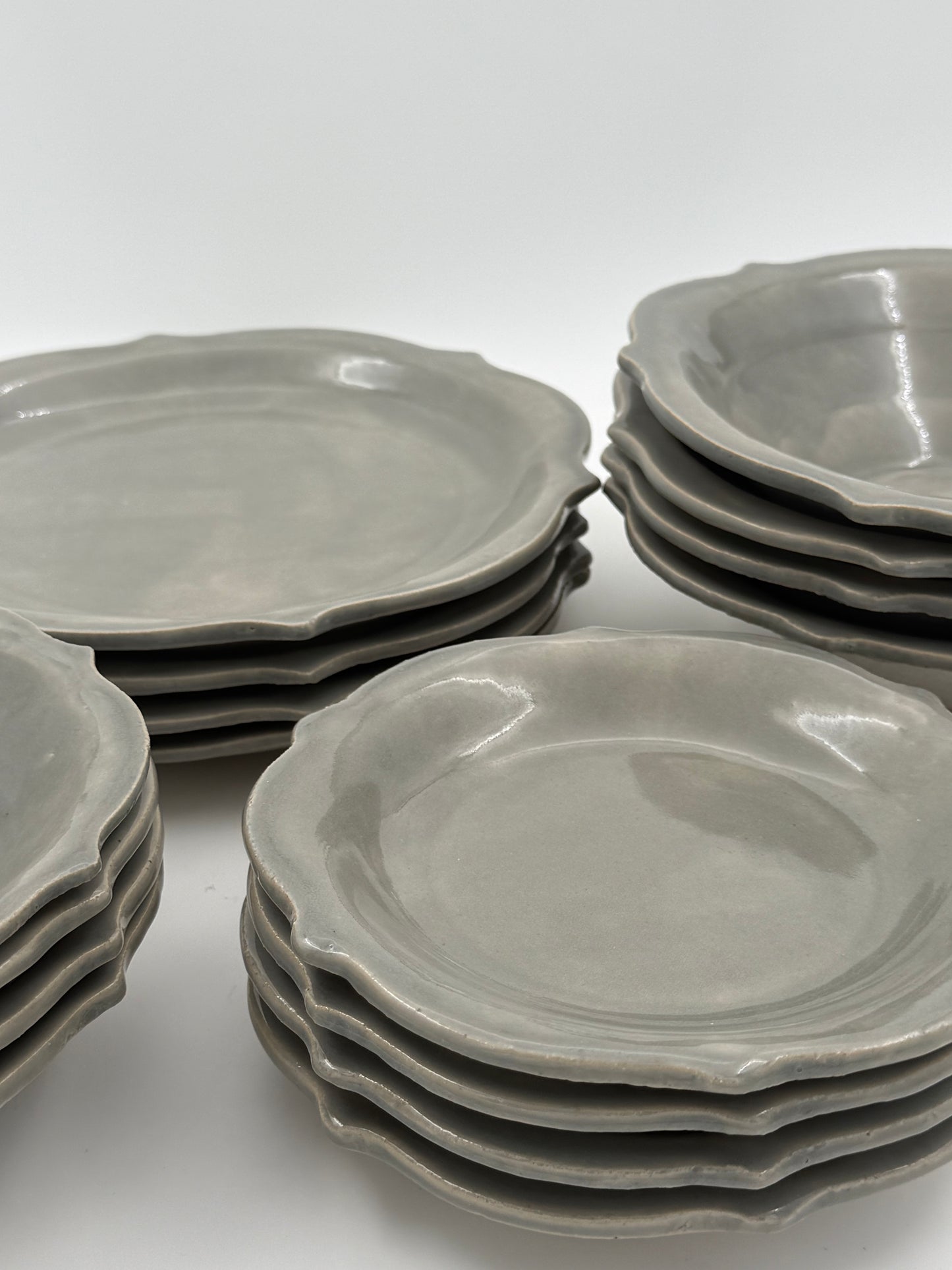 Servies - Grijs celadon en craquelé